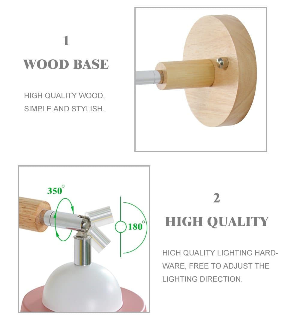 Adjustable Wall Light  Wooden Base With Pull Chain - Product detail 5