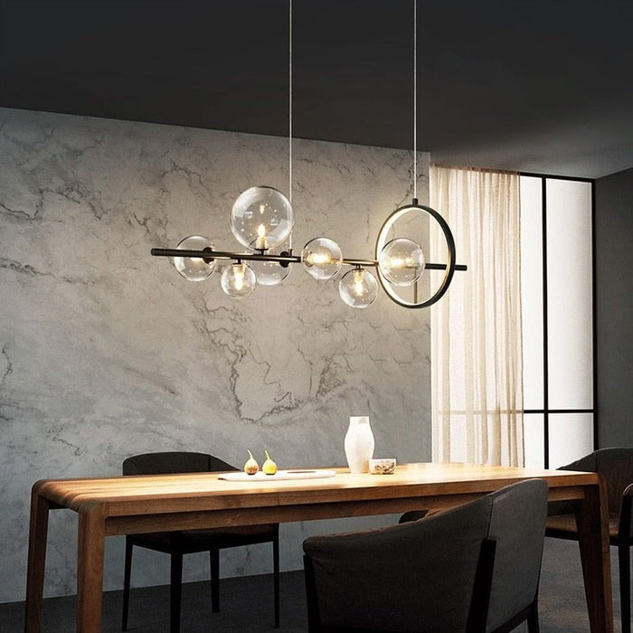 Modern Bubble Chandelier  Glass Globe Linear Pendant Light - Product showcase