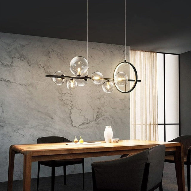 Modern Bubble Chandelier  Glass Globe Linear Pendant Light - Product showcase