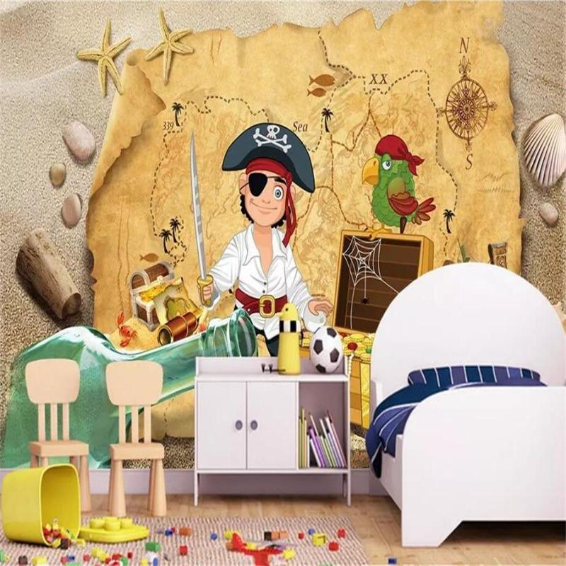 Pirate Mural Wallpaper | Treasure Map Adventure Theme