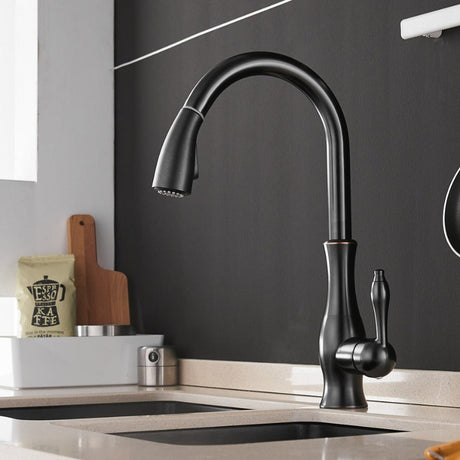 Modern Pull-Out Kitchen Faucet  Brushed Stainless Steel Design - Product detail 7