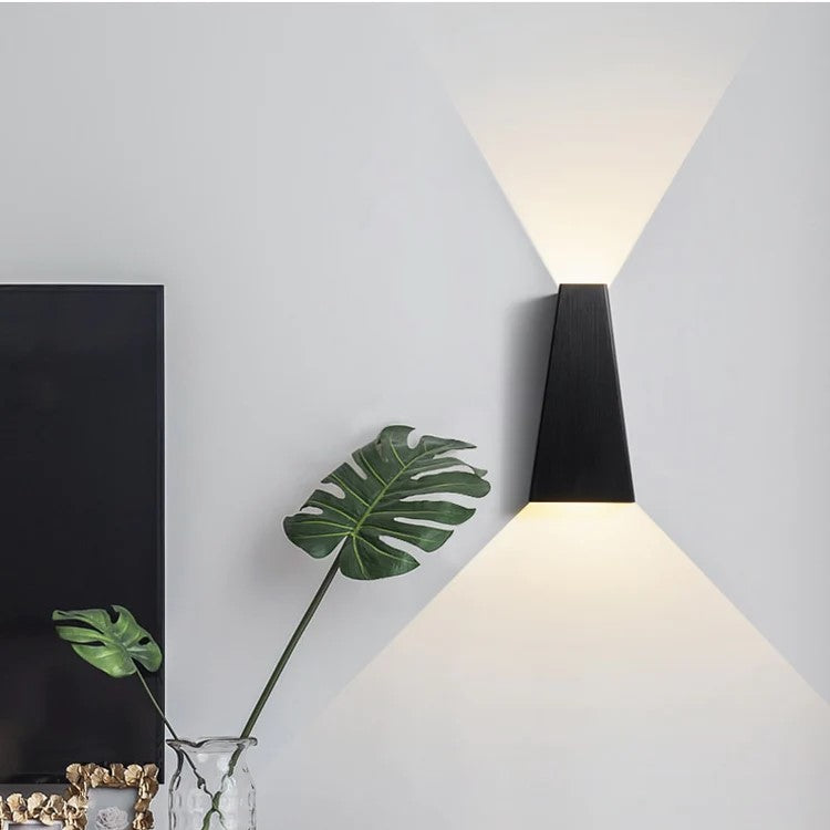 Modern LED Wall Light Dual Beam Black Metal Sconce - Product showcase