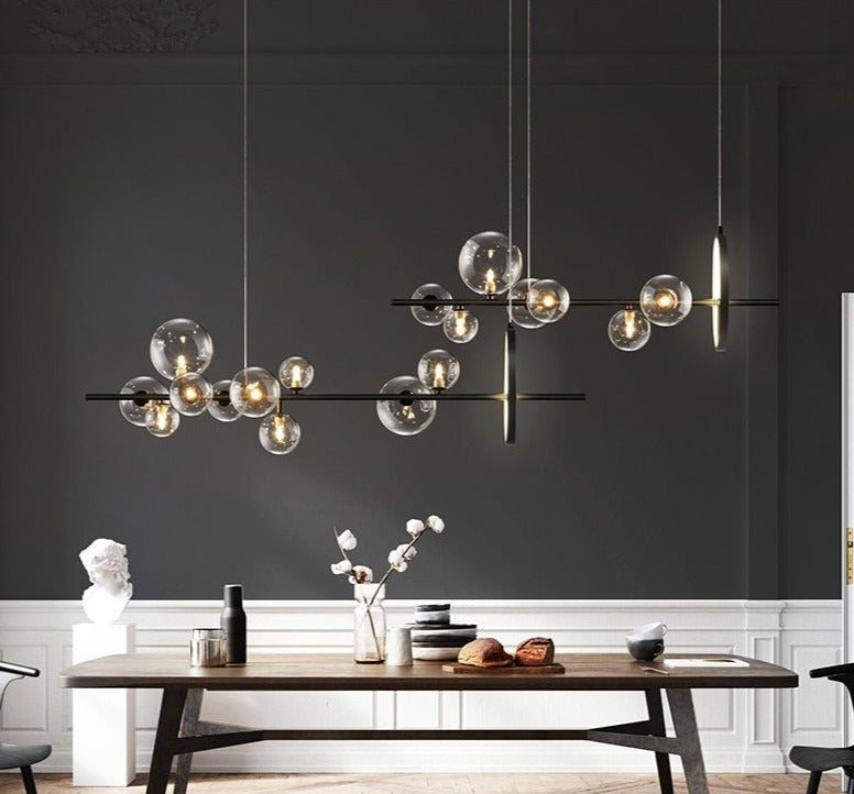 Modern Bubble Chandelier  Glass Globe Linear Pendant Light - Detailed view
