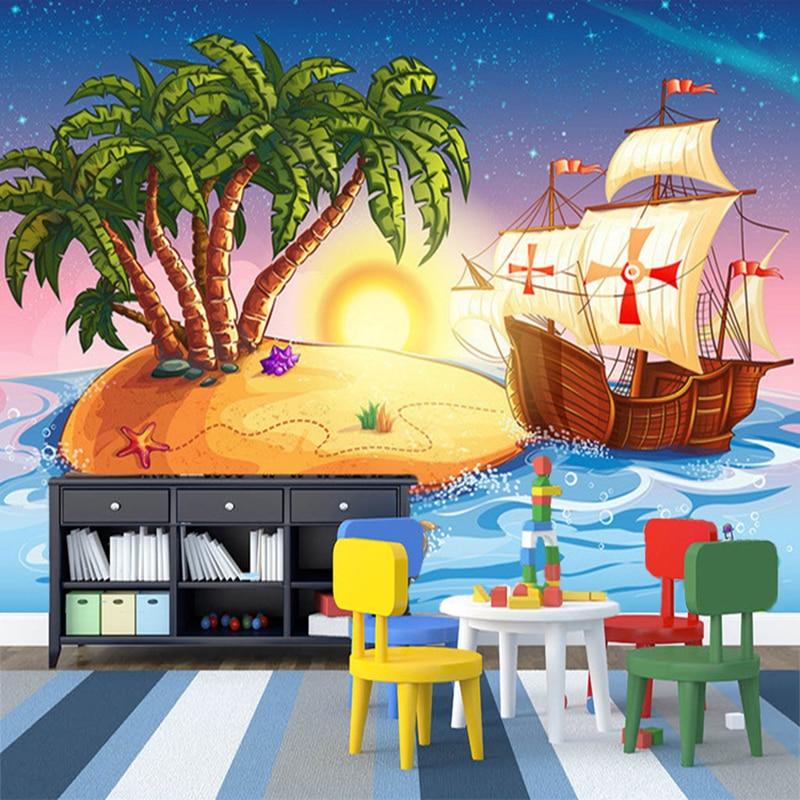 Pirate Mural Wallpaper | Treasure Island with Ship Adventure