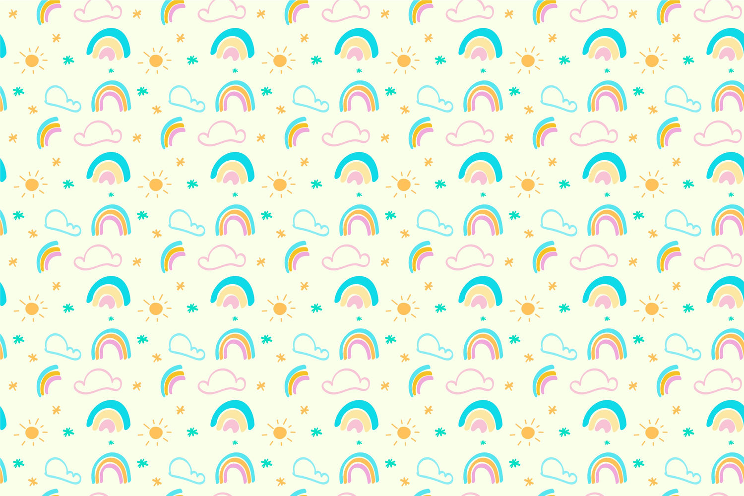 Rainbow and cloud pattern design file showing intricate details and true colors