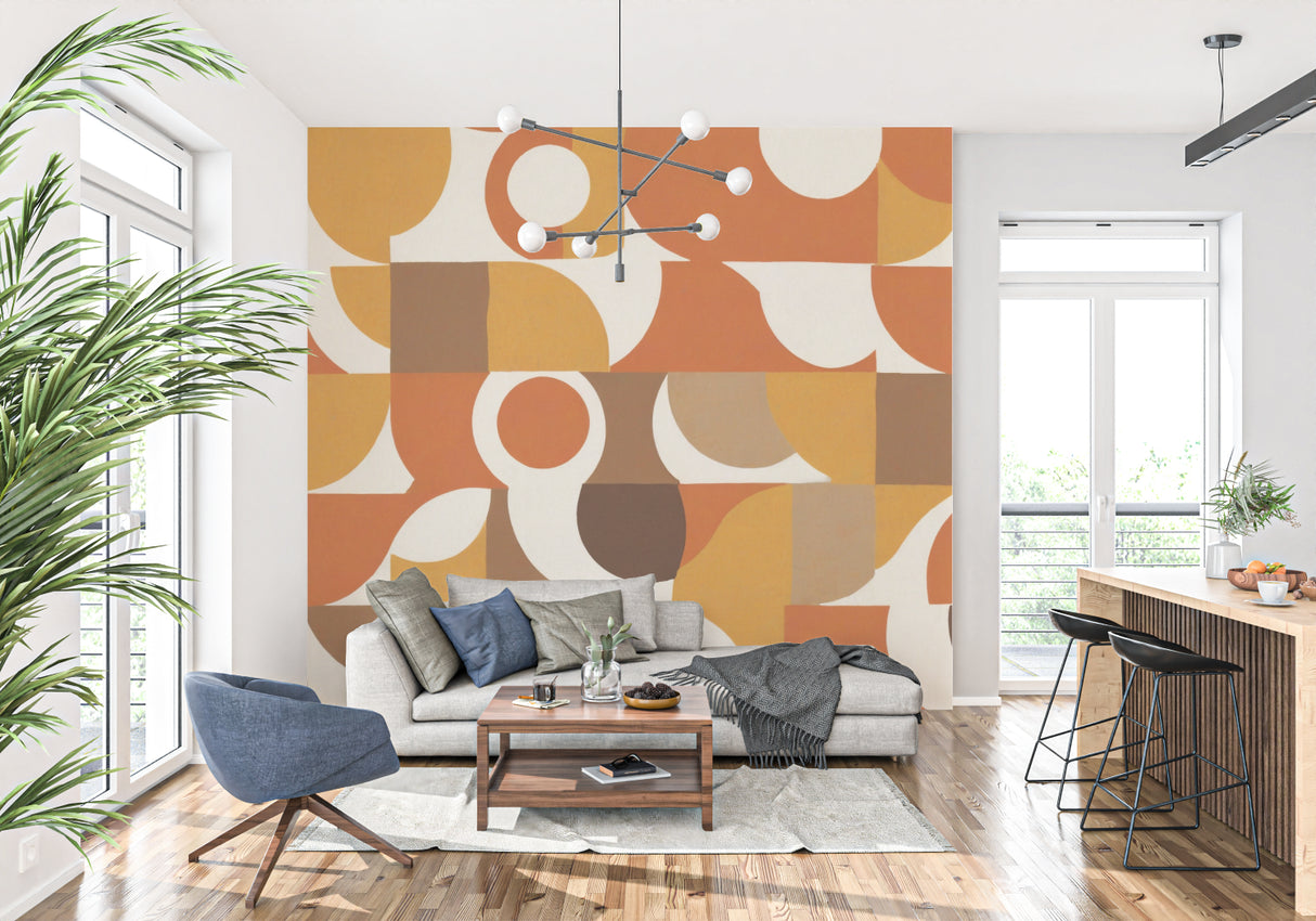 70s inspired wallpaper in bedroom creating cozy retro atmosphere