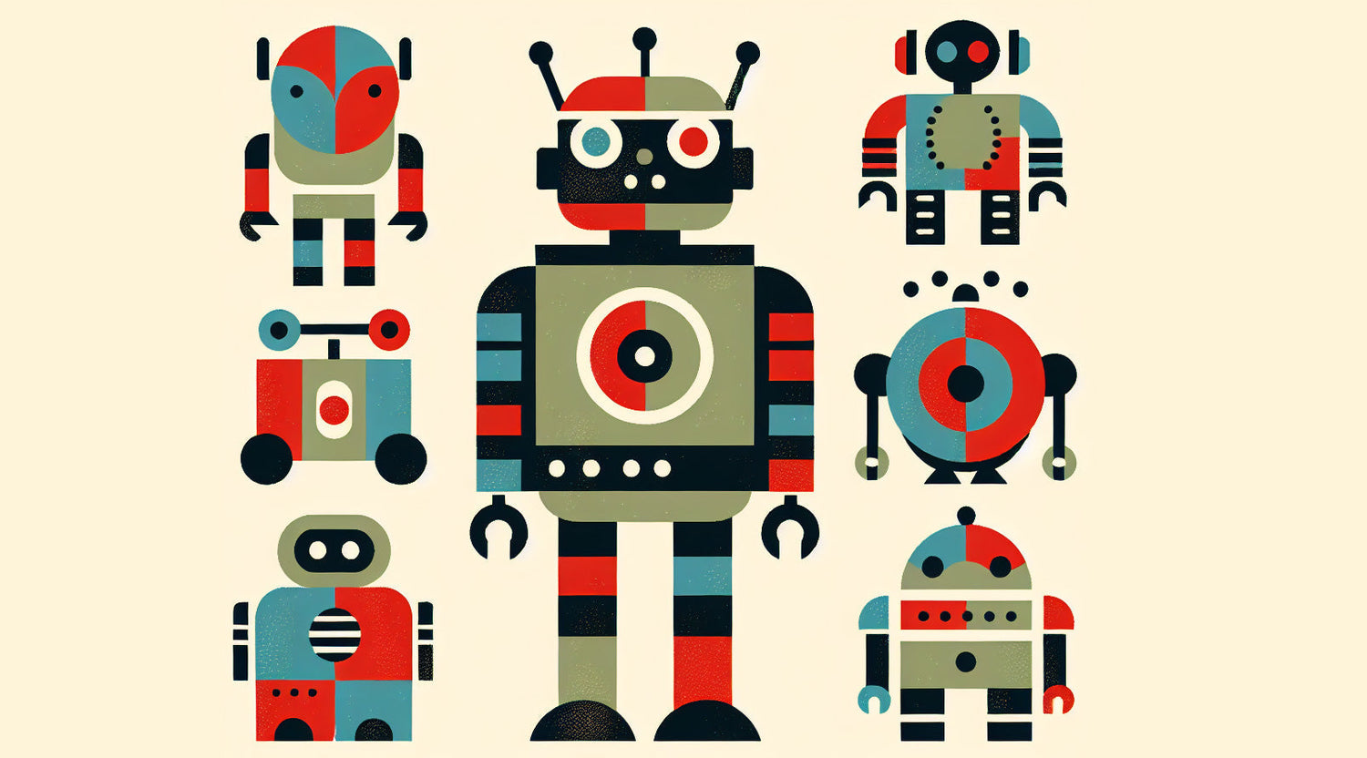 Geometric robot wallpaper design file showing detailed retro gaming pattern and bold color scheme