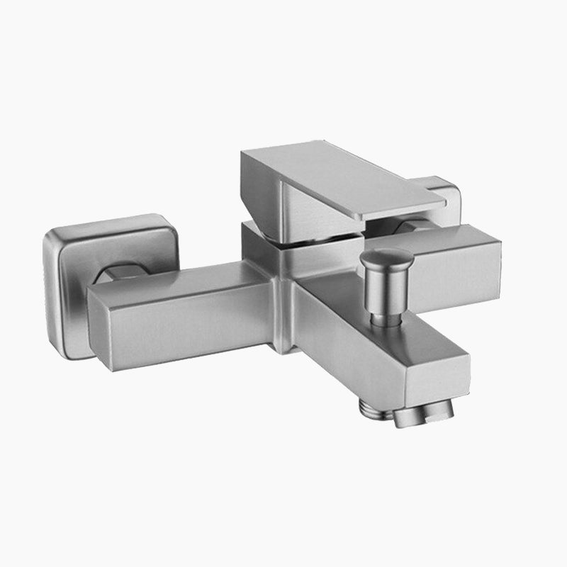 Modern Bath Mixer Tap Brushed Steel Geometric Design - Product showcase