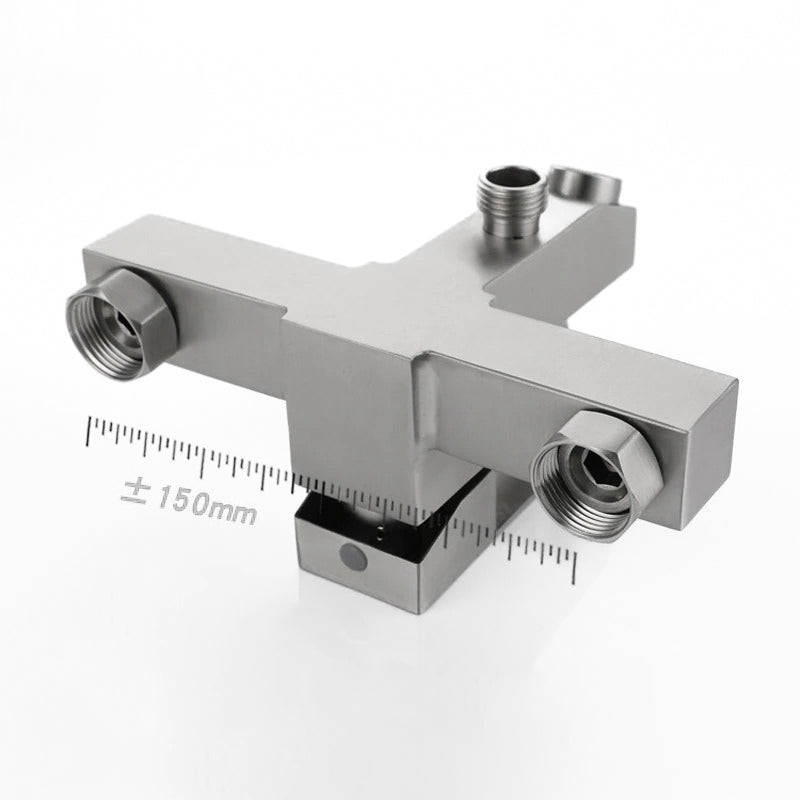 Modern Bath Mixer Tap Brushed Steel Geometric Design - Detailed view