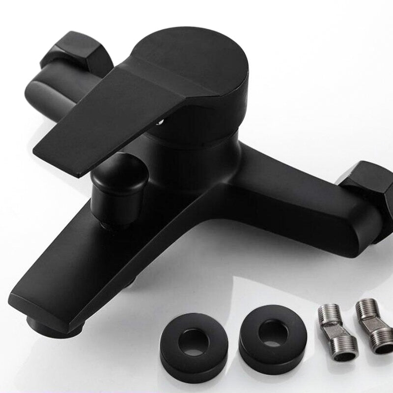 Modern Bath Mixer Tap Matte Black Brass Finish - Detailed view