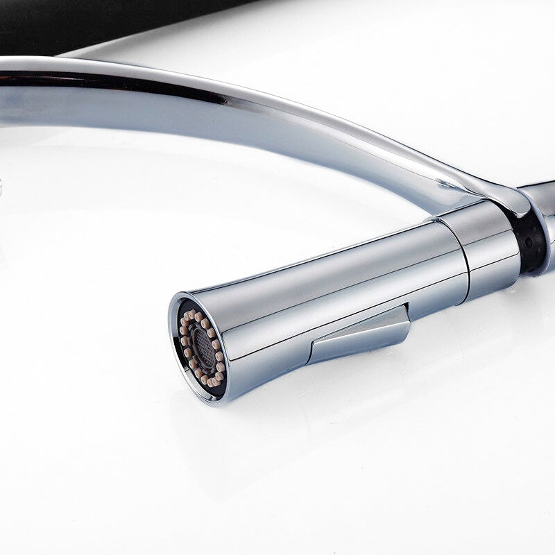 Modern Pull-Down Kitchen Faucet Chrome Gooseneck Design - Product example