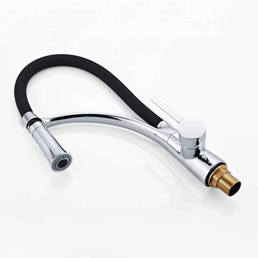 Modern Pull-Down Kitchen Faucet Chrome Gooseneck Design - Product detail 4