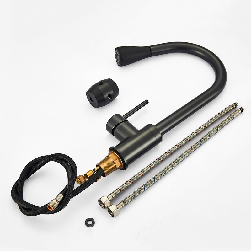 Modern Kitchen Faucet Matte Black Pull-Down Sprayer - Detailed view