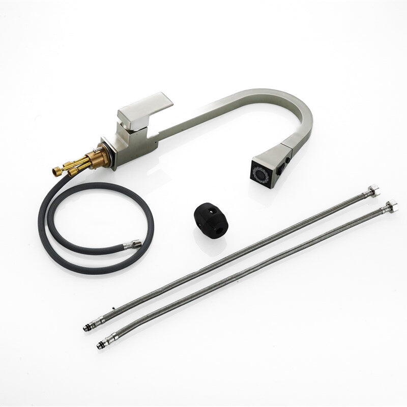 Modern Pull-Down Kitchen Faucet Square Neck Design With Spray Head - Product detail 5