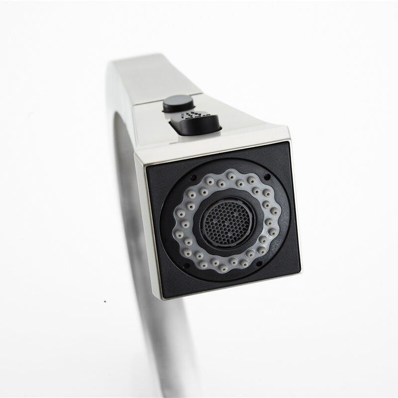 Modern Pull-Down Kitchen Faucet Square Neck Design With Spray Head - Detailed view