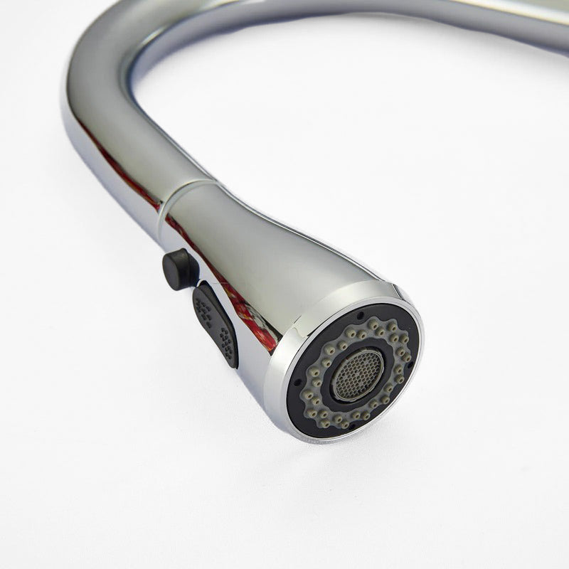 Pull-Down Kitchen Faucet Chrome Gooseneck Design - Product example