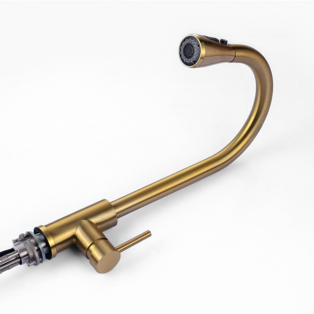 Modern Pull Down Kitchen Faucet Brushed Gold Finish - Product example