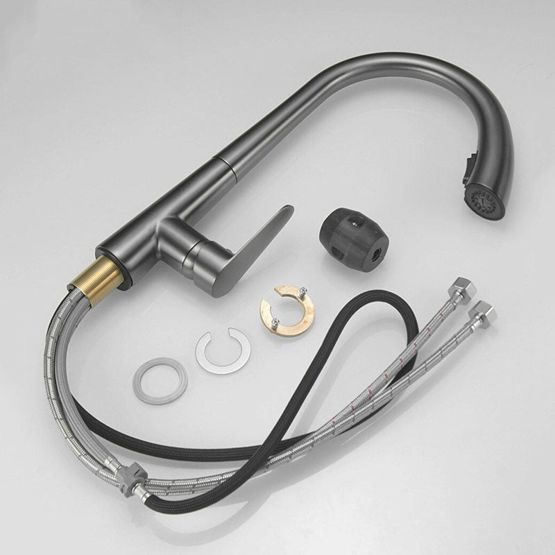 Modern Pull Down Kitchen Faucet Matte Anthracite Gooseneck Design - Product detail 5