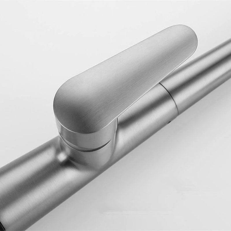 Pull-Down Kitchen Faucet Brushed Steel Gooseneck Design - Product detail 4