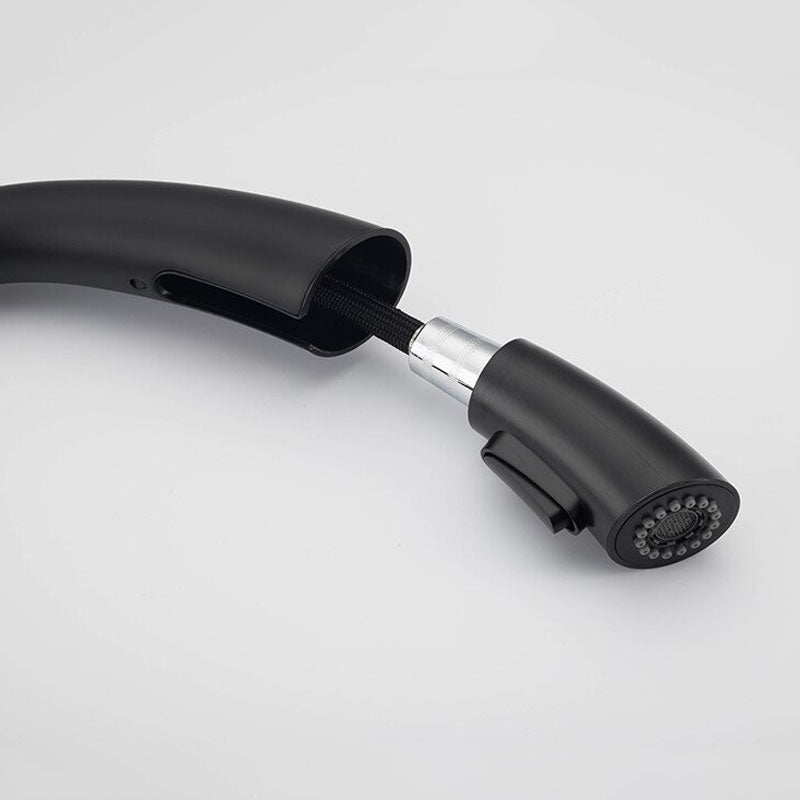 Black Kitchen Faucet Pull-Down Spray Head Gooseneck Design - Product example