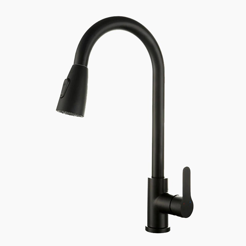 Modern Kitchen Faucet Matte Black Pull-Down Sprayer - Product showcase