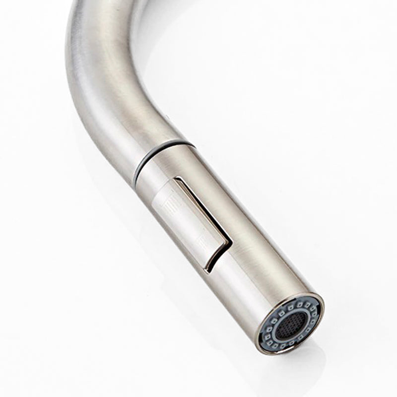Modern Pull-Down Kitchen Faucet Brushed Stainless Steel Gooseneck Design - Product example
