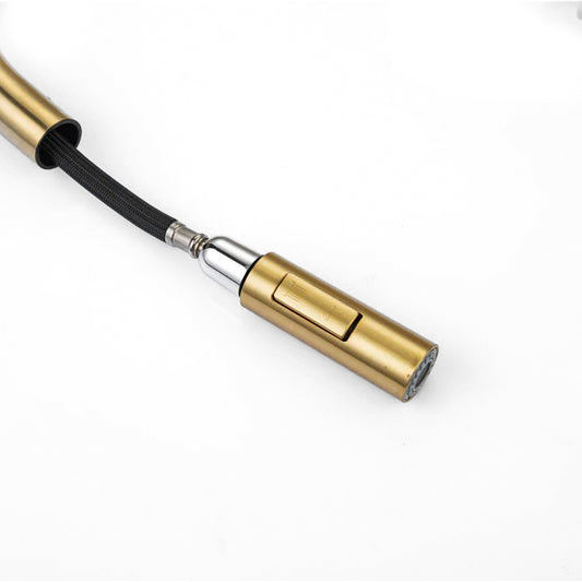 Pull-Down Kitchen Faucet Brushed Gold Swan Neck Design - Product example