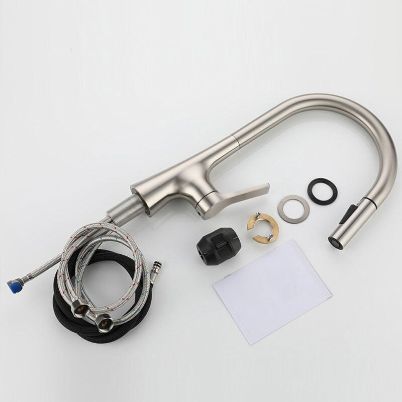 Pull-Down Kitchen Faucet Brushed Nickel Gooseneck Design - Product detail 4