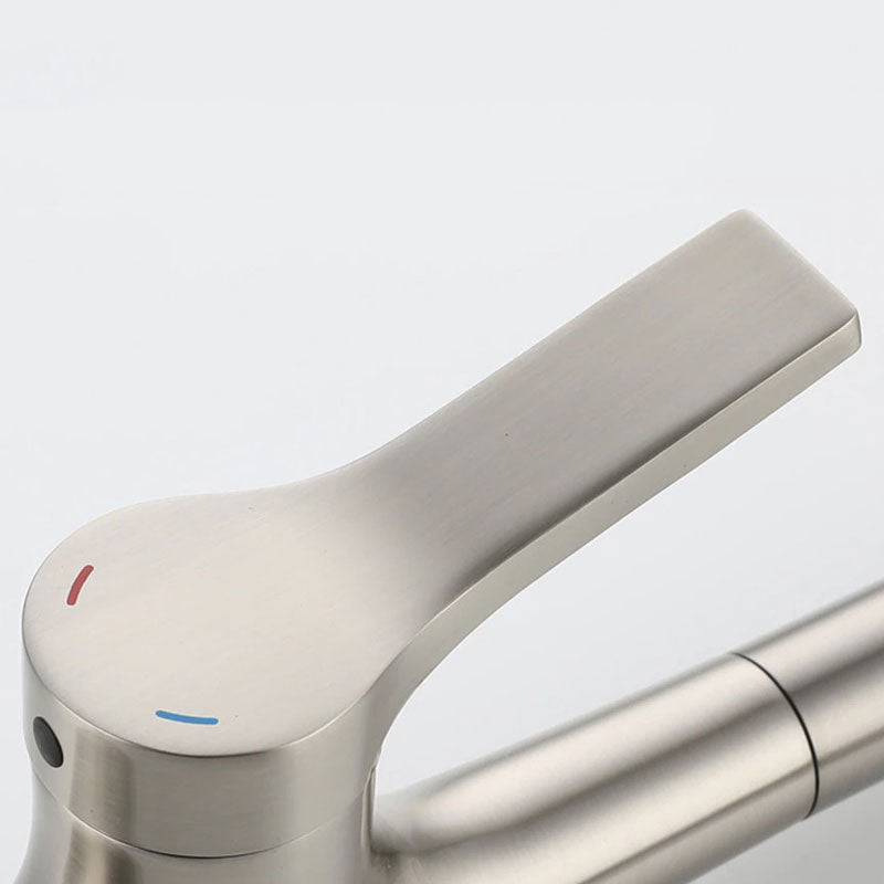 Pull-Down Kitchen Faucet Brushed Nickel Gooseneck Design - Detailed view