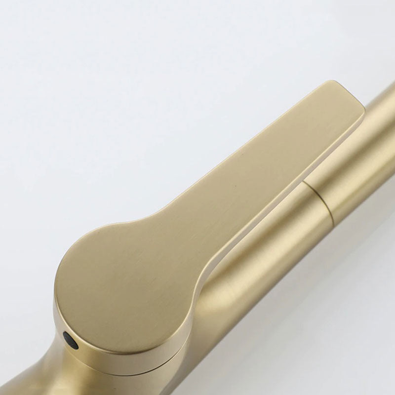 Modern Pull-Down Kitchen Faucet Brushed Gold Gooseneck Design - Product detail 5