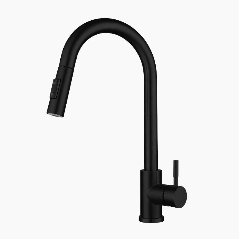 Modern Kitchen Faucet Pull-Down Sprayer Matte Black - Product showcase