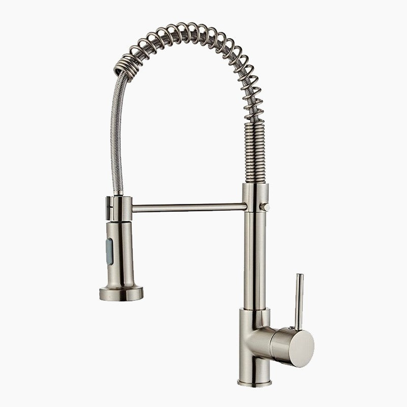 Professional Kitchen Faucet Pull-Down Spray Head With Brushed Steel Finish - Product showcase
