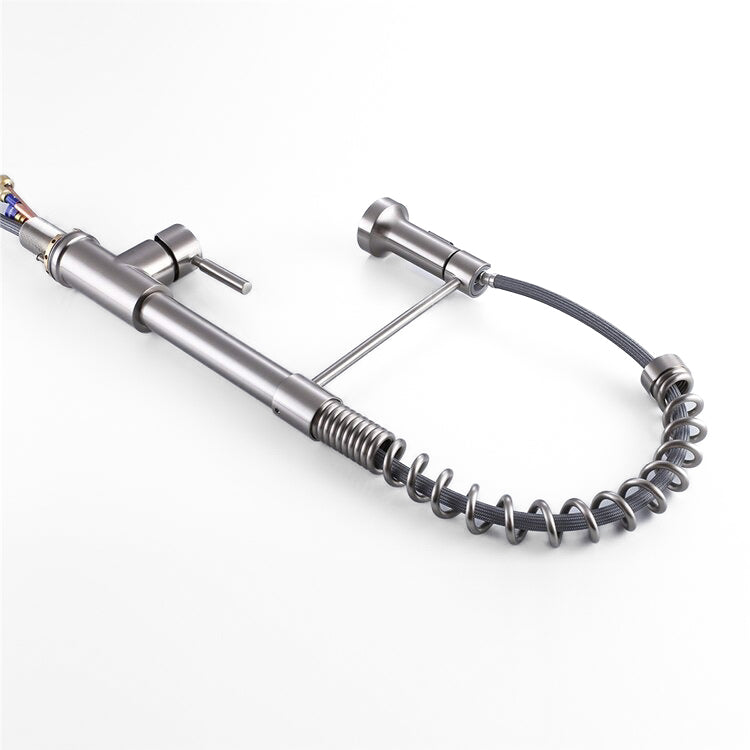 Professional Kitchen Faucet Pull-Down Spray Head With Brushed Steel Finish - Product example