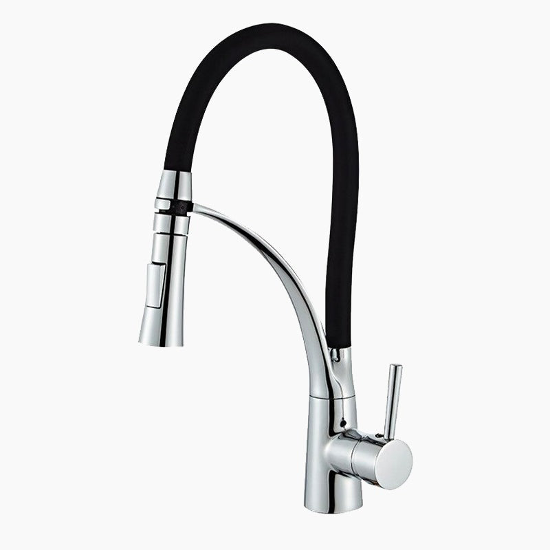 Modern Pull-Down Kitchen Faucet Chrome Gooseneck Design - Product showcase