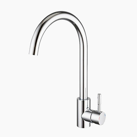 Modern Kitchen Faucet  Gooseneck Spout Chrome Finish - Product showcase