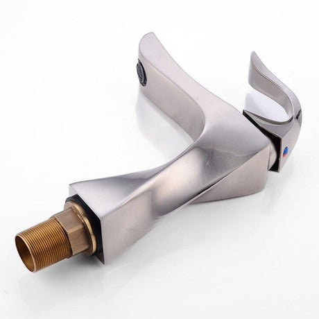 Modern Bathroom Faucet  Sculptural Brushed Steel Design - Product detail 5