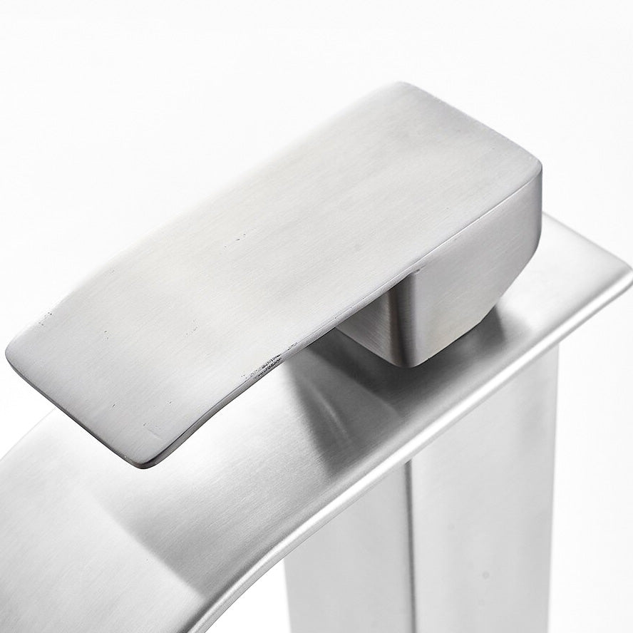 Modern Waterfall Basin Tap  Brushed Steel Single Handle - Product example