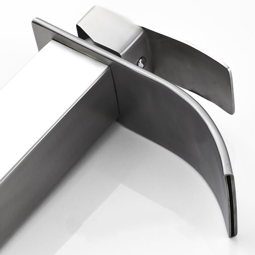 Modern Waterfall Basin Tap  Brushed Steel Single Handle - Product detail 4