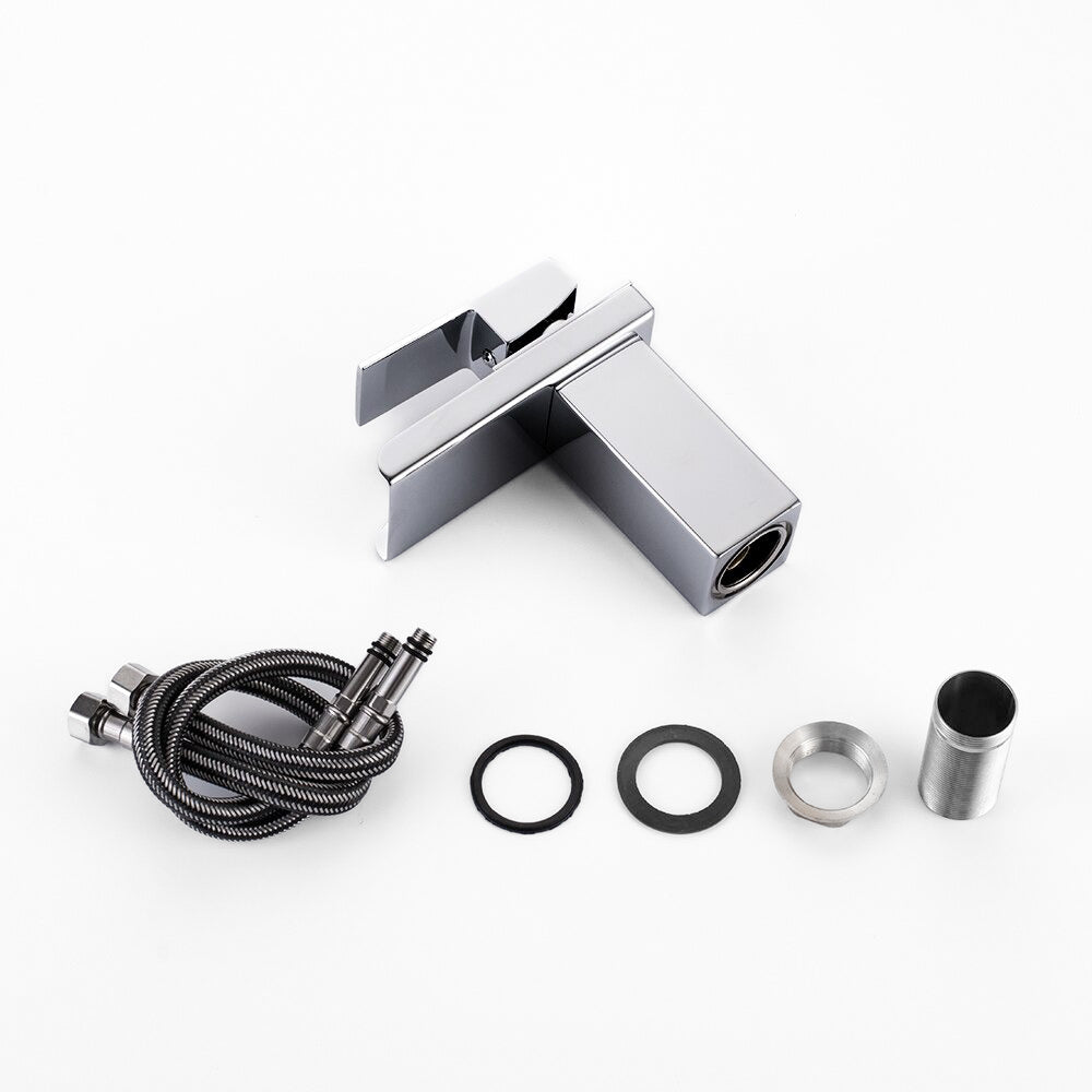 Waterfall Basin Faucet  Modern Chrome Single Handle - Detailed view