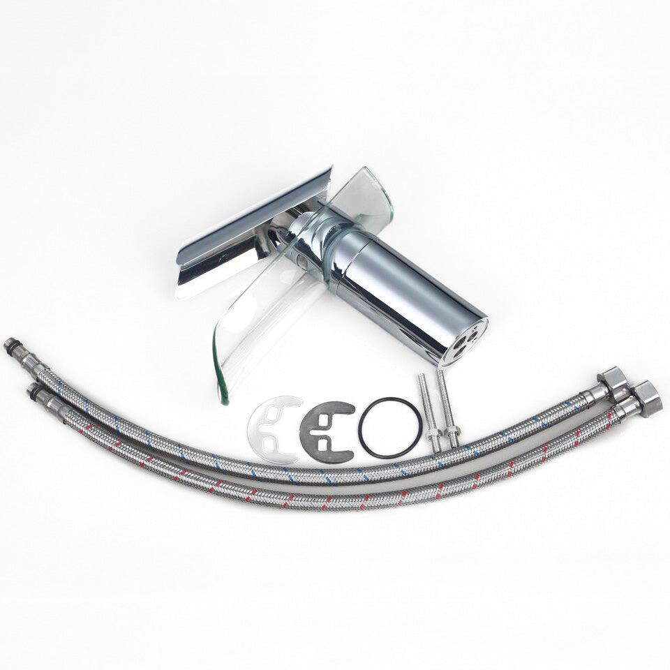 Glass Waterfall Basin Tap  Chrome Single Handle Mixer - Product example