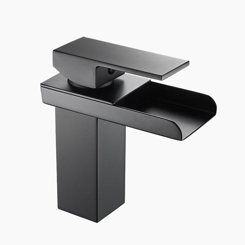 Modern Waterfall Basin Tap  Matte Black Single Handle Design - Product showcase