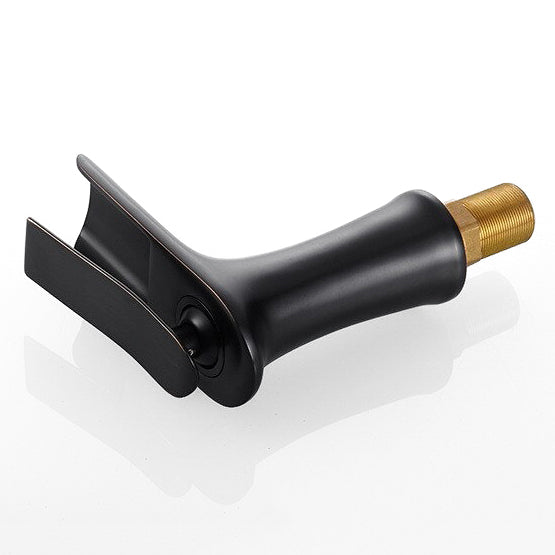Modern Waterfall Basin Faucet  Matte Black Single Handle Design - Detailed view