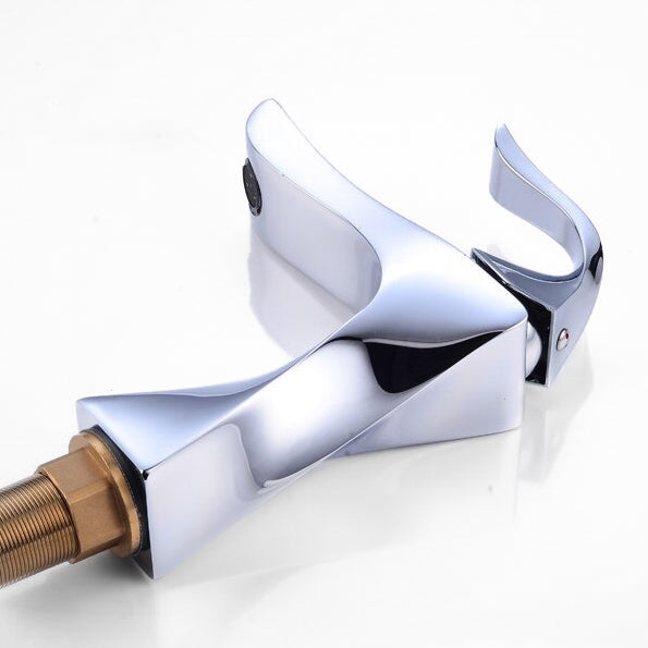 Modern Bathroom Faucet  Chrome Sculptural Design - Detailed view