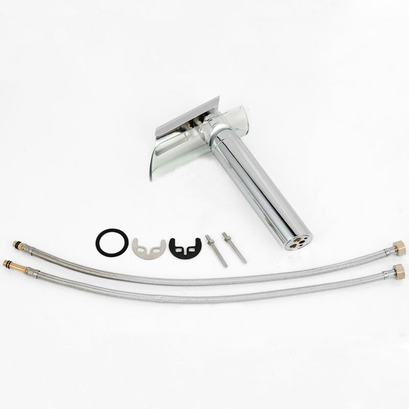 Glass Waterfall Bathroom Faucet Chrome Vessel Mixer Tap - Product detail 5
