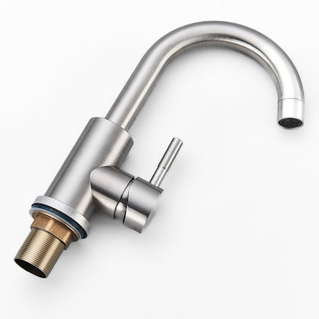 Modern Basin Mixer Tap  Brushed Steel Gooseneck Design - Product example