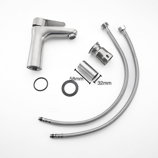 Modern Bathroom Faucet  Brushed Steel Single Handle Design - Detailed view
