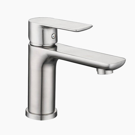 Modern Bathroom Faucet  Brushed Steel Single Handle Design - Product showcase