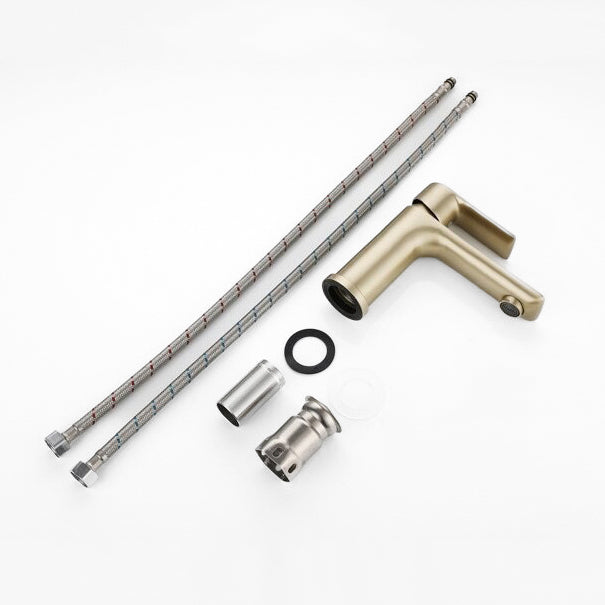 Modern Bathroom Faucet  Brushed Gold Single Handle Design - Detailed view