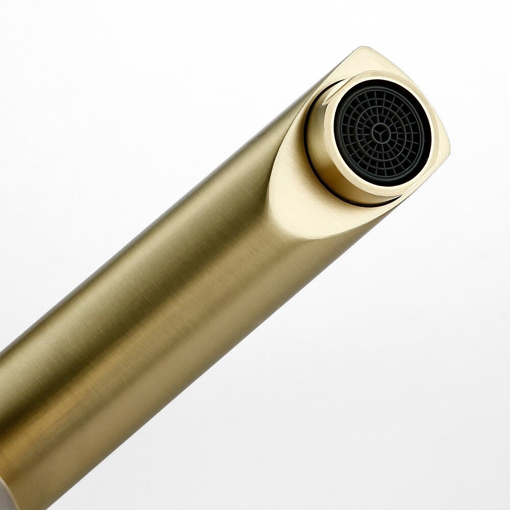 Modern Bathroom Faucet  Brushed Gold Single Handle Design - Detailed view