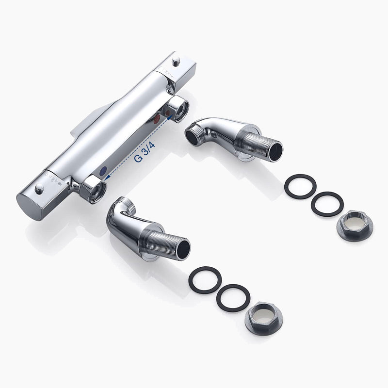 Thermostatic Bath Mixer  Premium Chrome Deck Mount - Detailed view